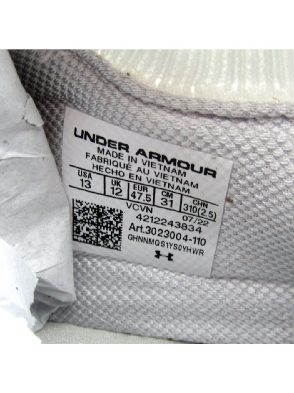 Under Armour Project Rock 3 Training Shoes Mens Size 13 White NEW - Picture 10 of 15